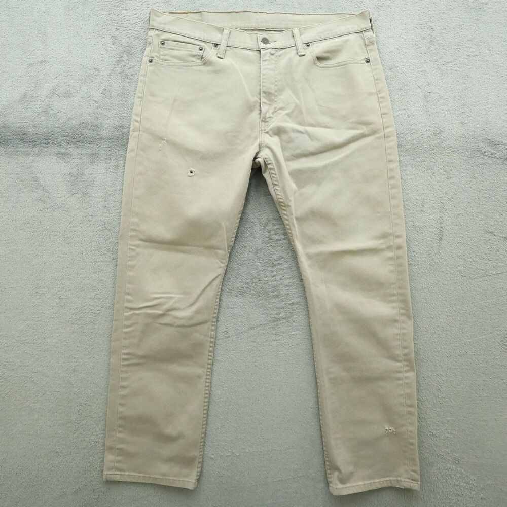 Levi's 513 Jeans Mens Size 34x30 Beige Slim Straight Stretch Denim Pants
